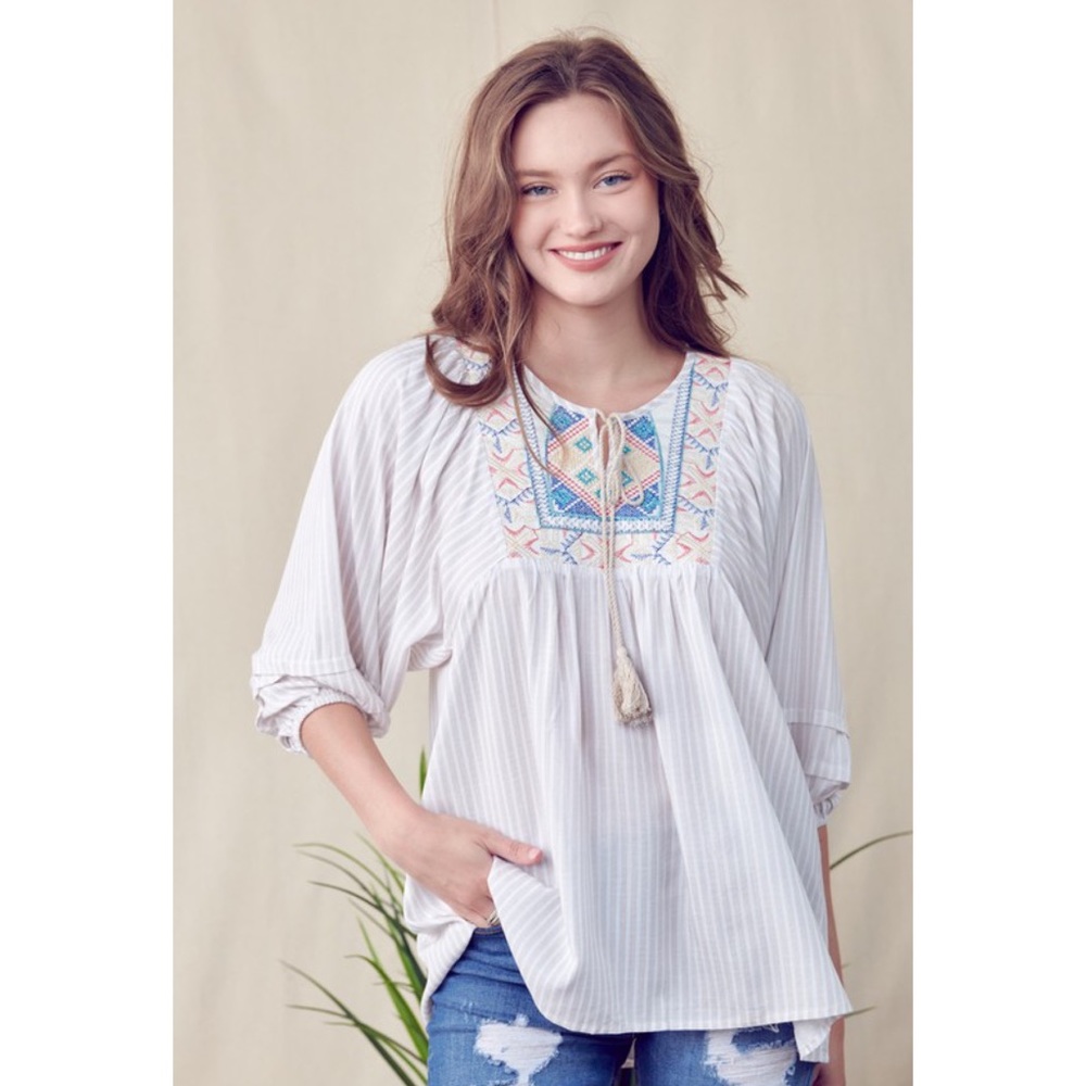 Spring Boho Top Embroidered Dressy Blouse Women’s Summer Tops Girly Feminine